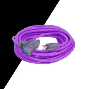 50' Outdoor Dual Lighted 3-Outlet Extension Cord w/ Safety CGM