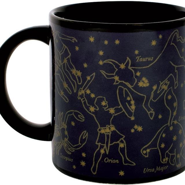 Heat Changing Constellation Mug - Gold Stars - Add Coffee or Tea and 11 Constellations Appear - Comes in a Fun Gift Box