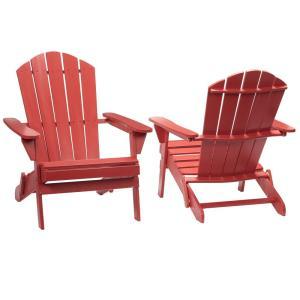 Chili Red Folding Outdoor Adirondack Chair (2-Pack)