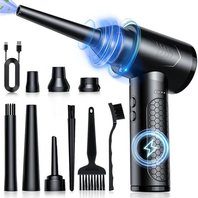 VMOK Compressed Air Duster, 3 Gear 100000RPM Electric Vacuum Cleaner Air Duster with LED Light, 9000mAh Electric Duster Keyboard Cleaner for Laptop, Computer