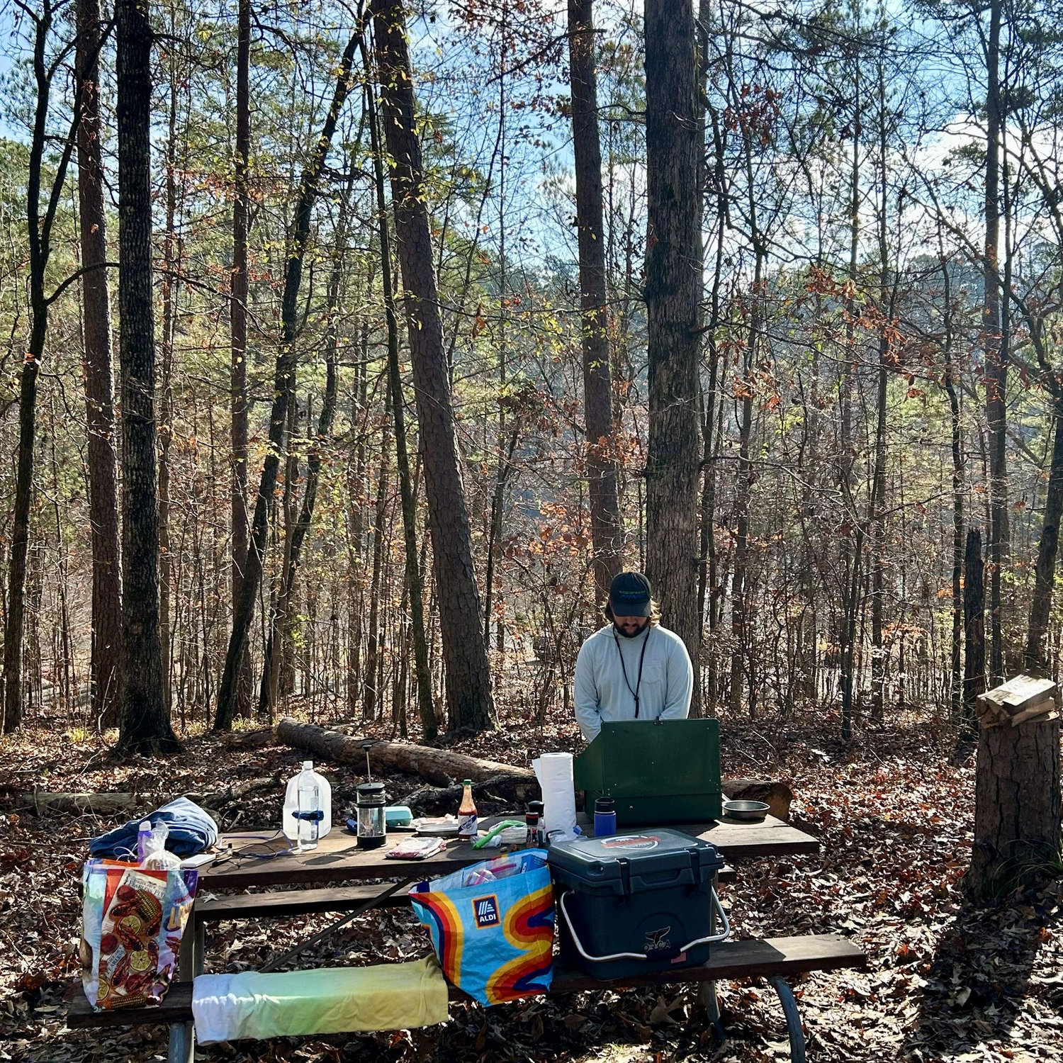 The morning of our engagement- MC had no clue at this moment! Tishomingo State Park, MS