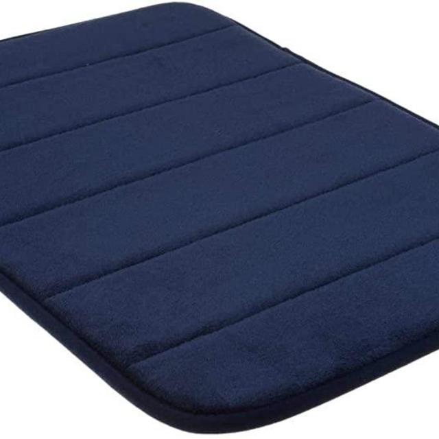 Navy Blue Memory Foam Bath Mat-Incredibly Soft and Absorbent Rug, Cozy Velvet Non-Slip Mats Use for Kitchen or Bathroom (17 Inch x 24 Inch, Navy)