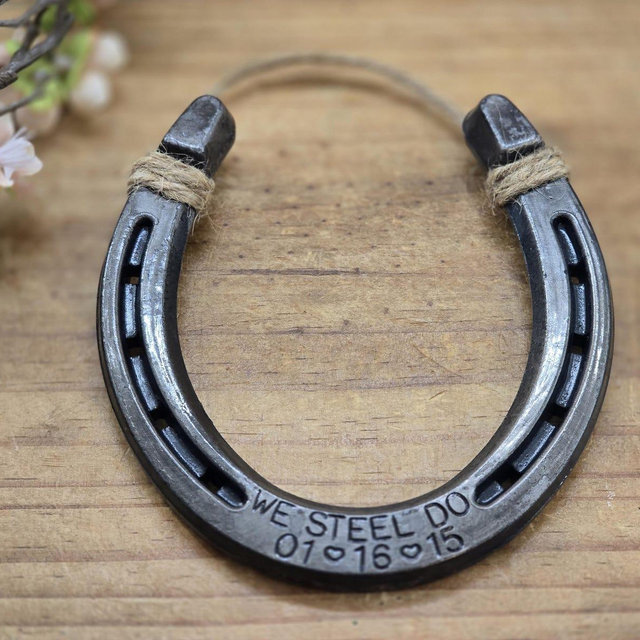 Personalized Horseshoe, Steel Anniversary Gift, 11th Anniversary Gift, Gift for the Couple
