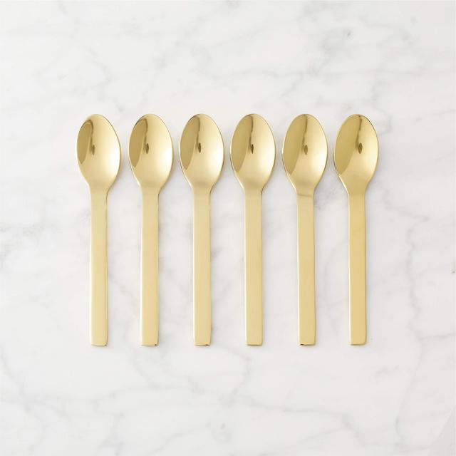 Set of 6 Mini Gold Cocktail Spoons
