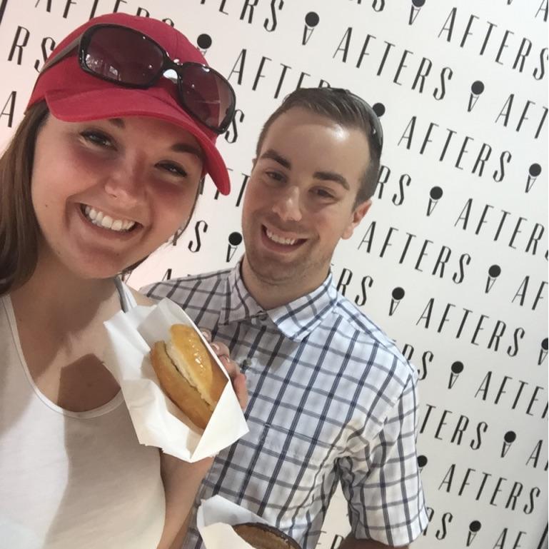 Enjoying ice cream filled doughnuts -- Afters Ice Cream [2016]