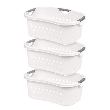 IRIS USA, Inc. HLB-1 Comfort Carry Laundry Basket, 3, White, 3 Count