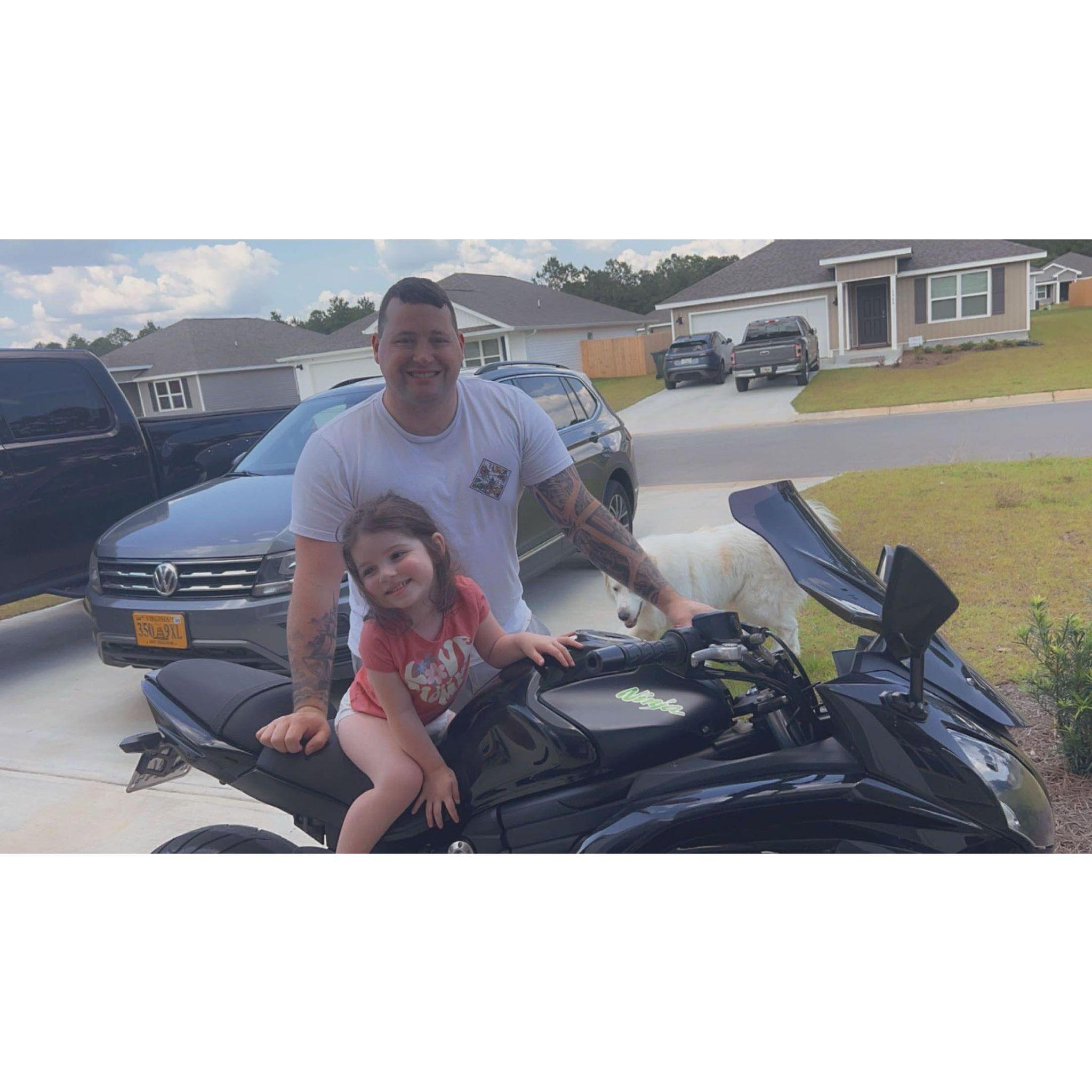 Mommy was learning how to ride, and Olivia wanted to get on too!