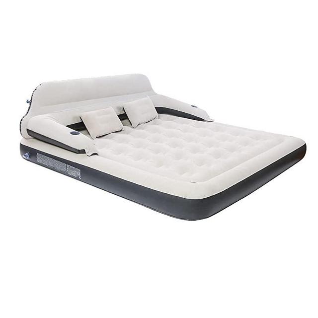 Queen Air Mattress for Tents Camping - 9" Raised Portable Double Inflatable Couch with Soft Backrest Patch Kit - Blow Up Bed for Car Travel/Overnight Outdoors/Family Leisure