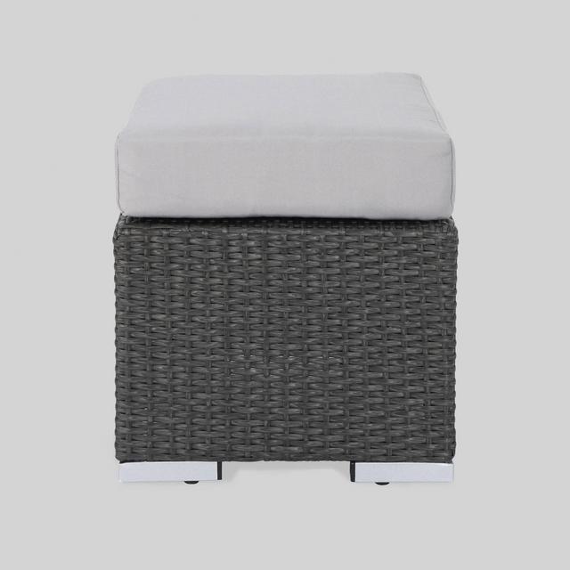 Santa Rosa Wicker Outdoor Patio Ottoman Seat - Gray/Silver - Christopher Knight Home