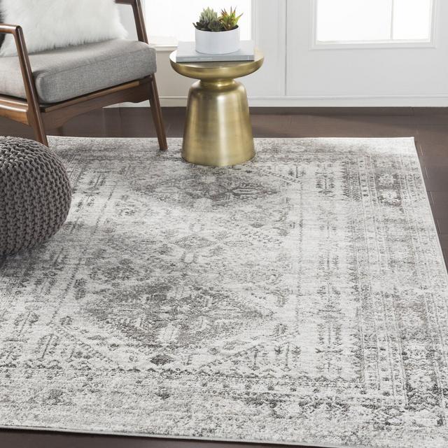Kaiya Oriental Light Gray/White/Charcoal Area Rug