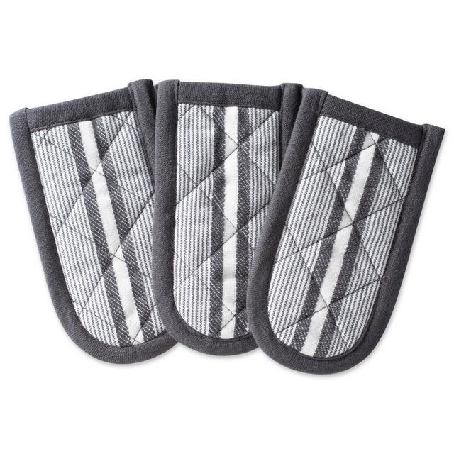 3pk Cotton Striped Chef Pan Handles Gray - Design Imports