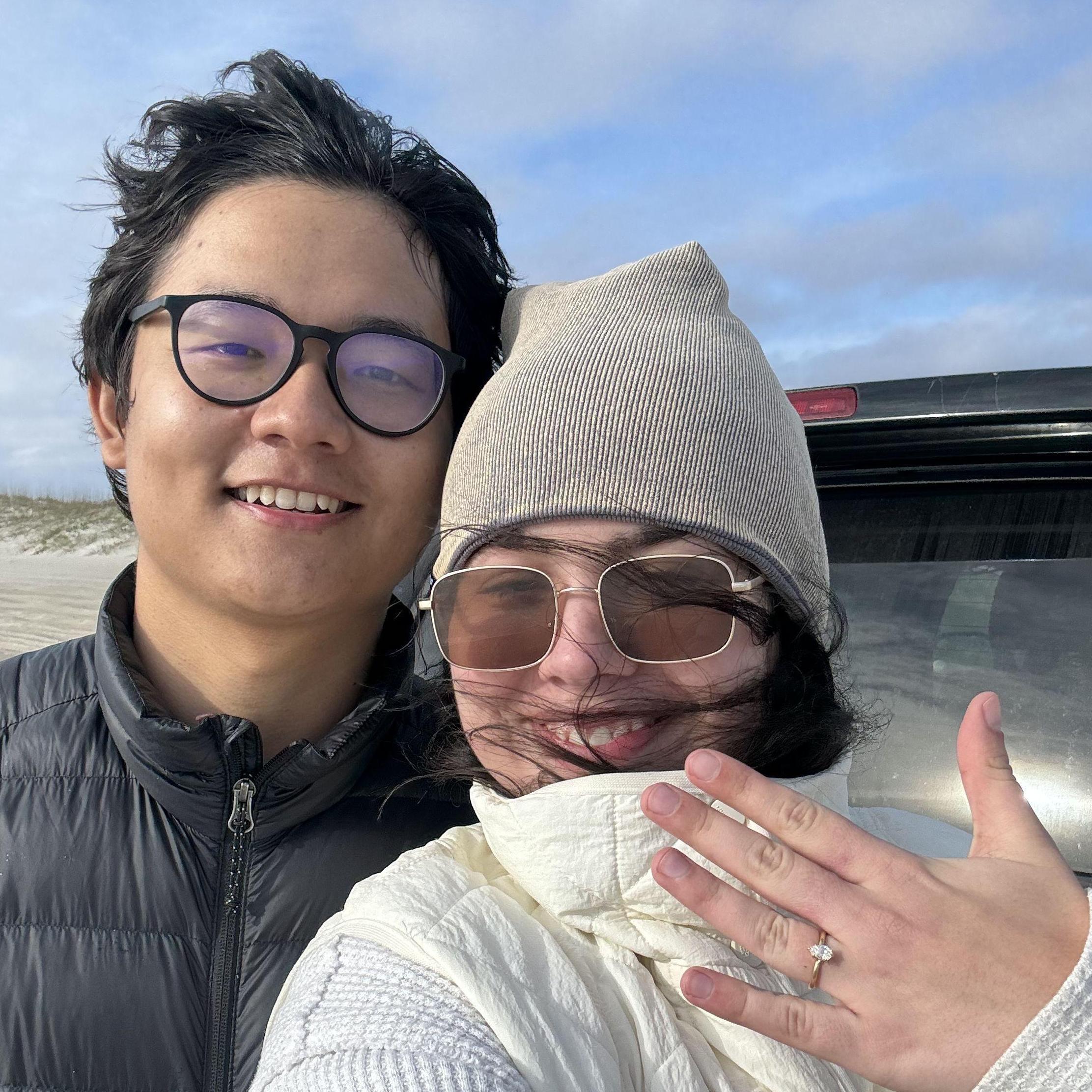 Joseph proposed on the beach in November 2024.