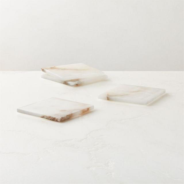 Oni White Alabaster Coasters Set of 4