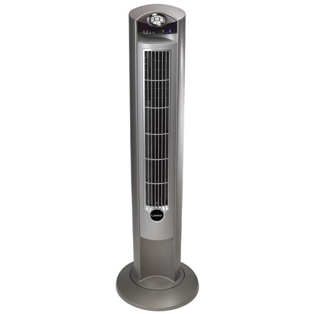 Lasko T42951 Wind Curve Portable Electric Oscillating Stand Up Tower Fan with Remote Control for Indoor, Bedroom and Home Office Use, Woodgrain, 13x13x42.5 Silverwood (Renewed)