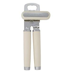 KitchenAid Classic Multifunction Can Opener and Bottle Opener Easy to Use, Razor Sharp Stainless Steel Cutting Wheel, Soft Ergonomic Handles, Almond Cream