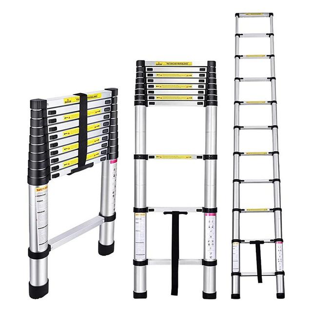 Gimify Telescoping Telescopic Extension Ladder 10.5 FT Aluminum Alloy Extendable Lightweight Ladder Steps Safety for Roofing Business, Household Use, RV Outdoor Work, 330 lbs Capacity