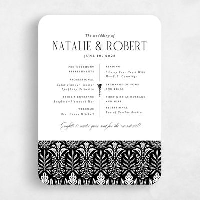 Black Rounded Wedding Program - Halina Letterpress