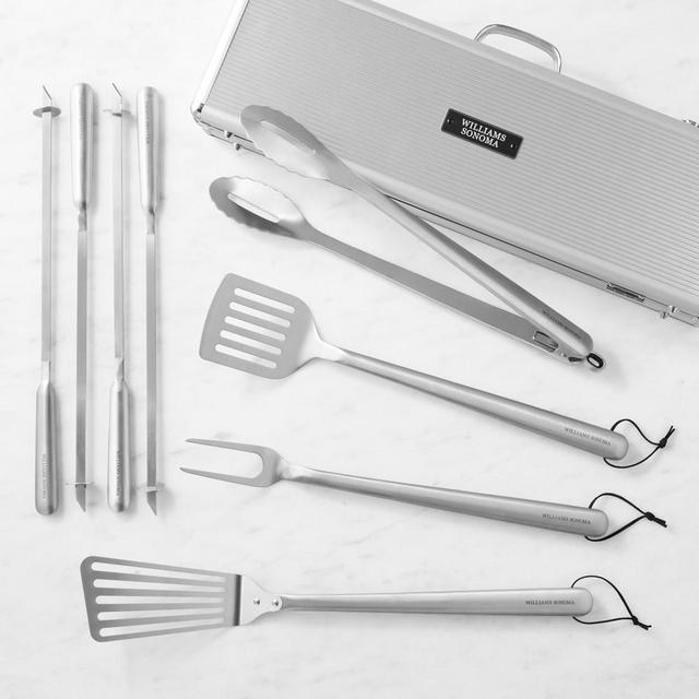 Williams Sonoma BBQ Tools with Fish Spatula in Case, Set of 8, Stainless-Steel