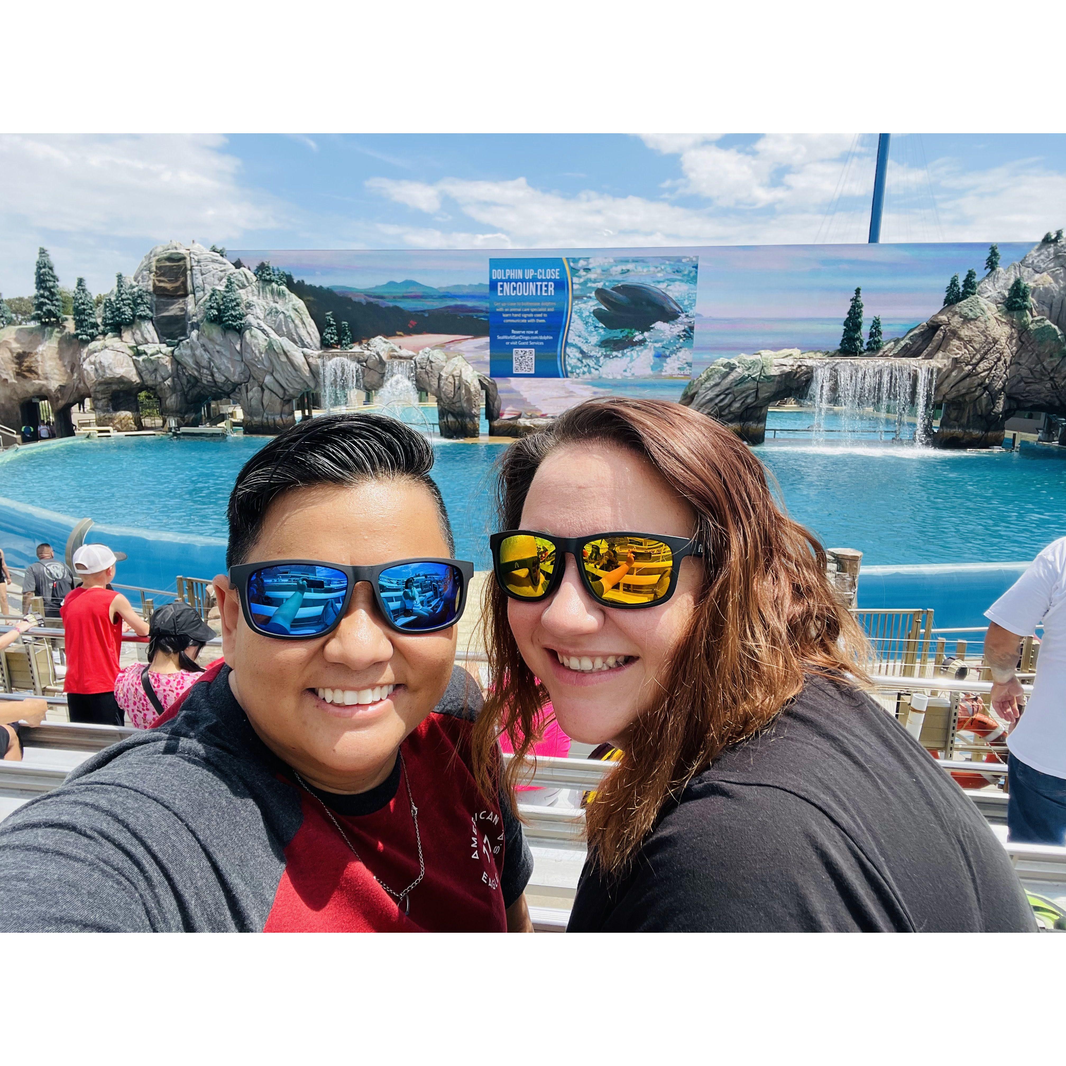 We got ourselves annual passes to SeaWorld, clearly taking steps to lock us together forever