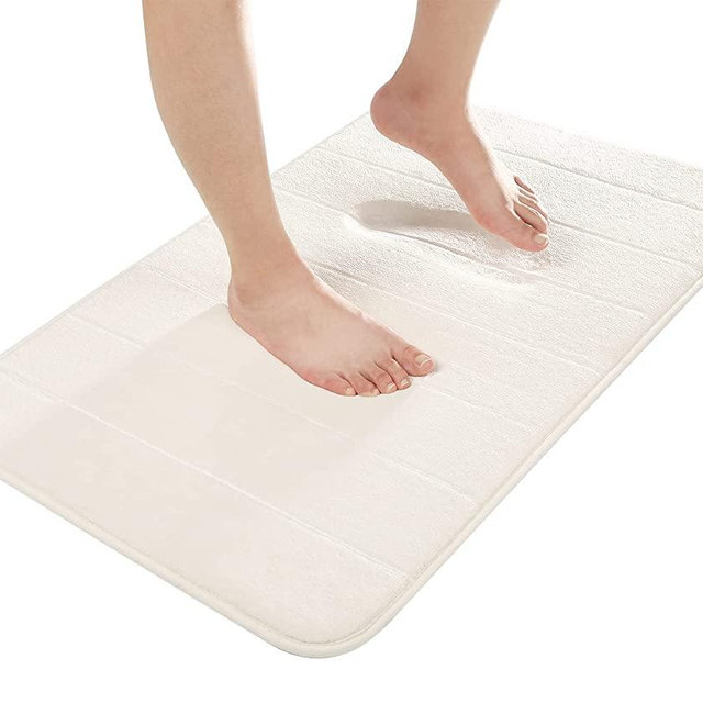 Yimobra Memory Foam Bath Mat Rug, 24 x 17 Inches, Comfortable, Soft, Super Water Absorption, Machine Wash, Non-Slip, Thick, Easier to Dry for Bathroom Floor Rugs, Cream