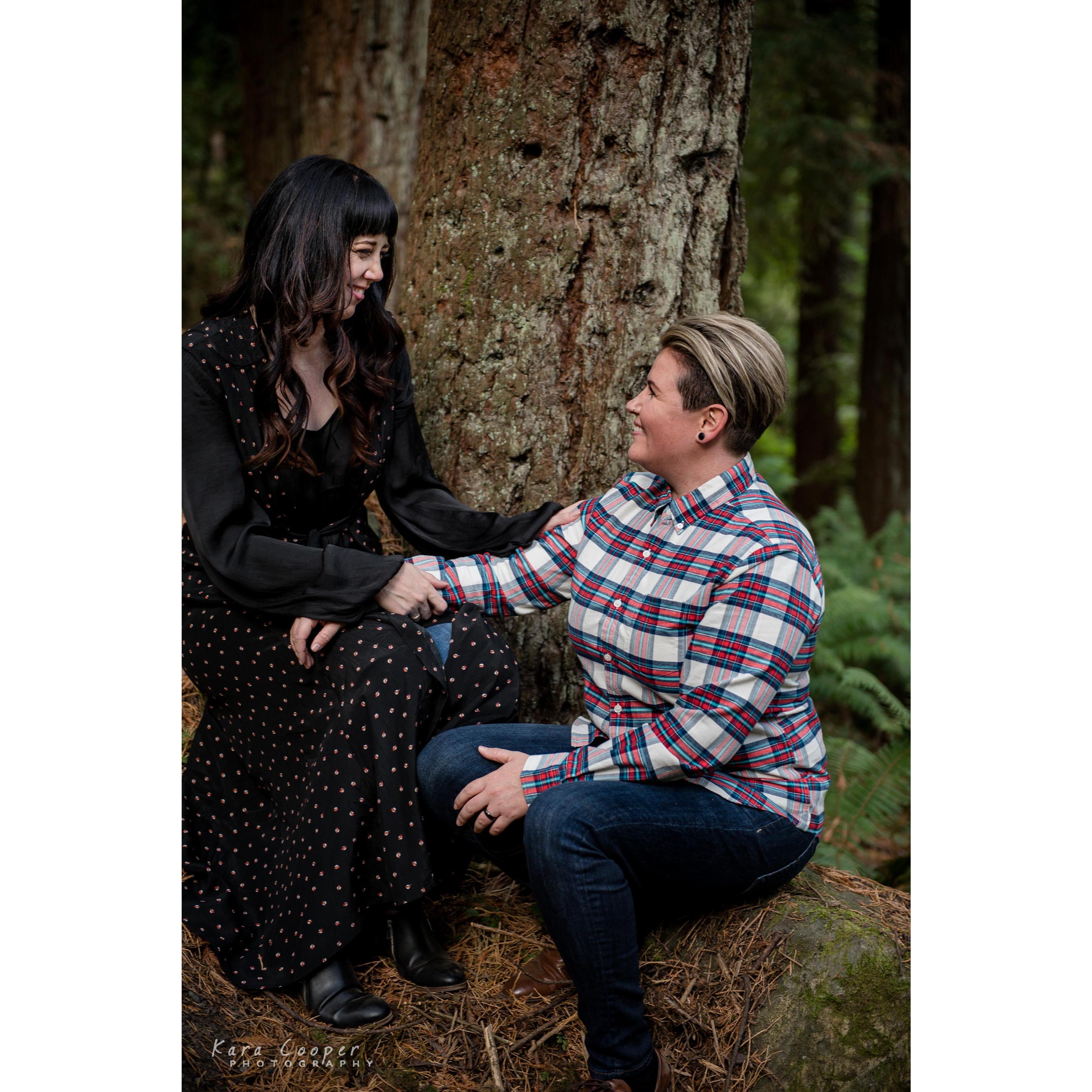 Among the trees, engagement shoot.