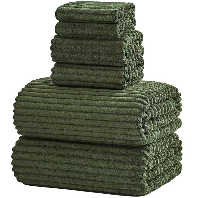 NALIVO 6-Piece Bath Towel Set(30"x60"), 2 Large Bath Towel Sheets, 2 Hand Towels and 2 Washcloths - Highly Absorbent Quick Dry Microfiber,Ultra Soft Towel Set for Bathroom (Olive Green)
