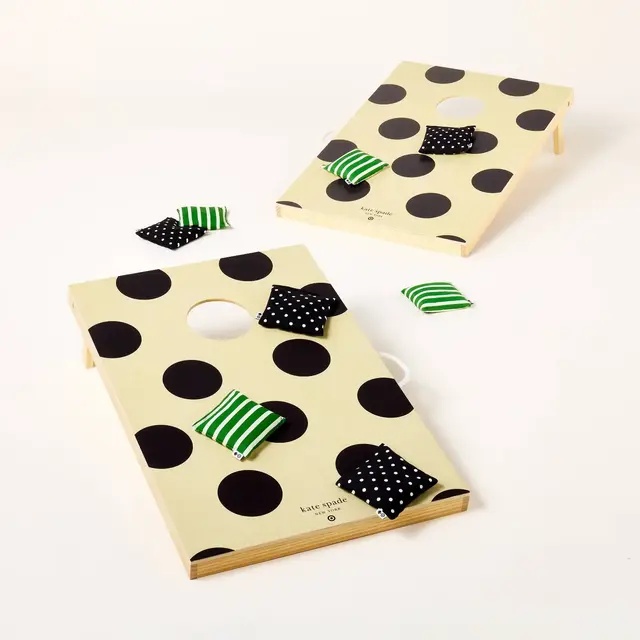2-in-1 Polka Dot Bean Bag Toss with Tic Tac Toe Game Black/Cream/Green - kate spade new york x Target