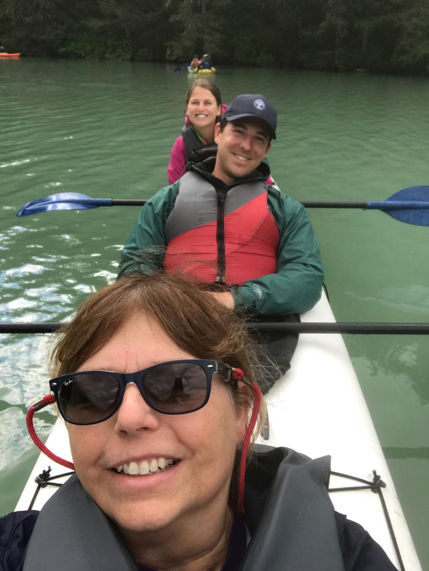 Kayaking in Alaska with Anika's mom, Diana