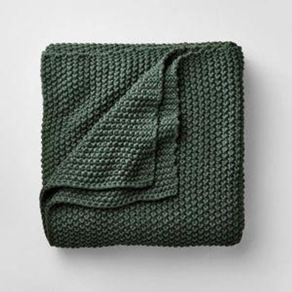 In Dark Teal Chunky Knit Bed Blanket - Casaluna™
