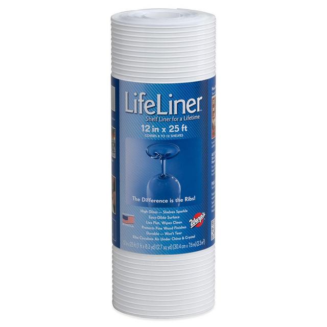 Warp Brothers® Lifeliner® 12-Inch x 25-Foot Non-Adhesive Shelf Liner in White