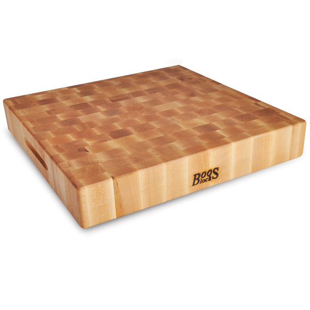 John Boos Classic Collection 18 x 18 Inch Kitchen Wood Reversible Chopping Block Cutting Board, Maple Wood Grain