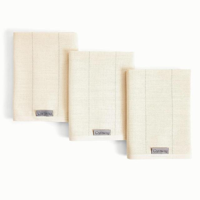 Caraway Tea Towels - Reusable Dish Towels - Made from 100% Organic Cotton - Highly Absorbent & Lint-Free - Perfect for Kitchen Cleanup or Table Setting - Extra Large Size - Cream