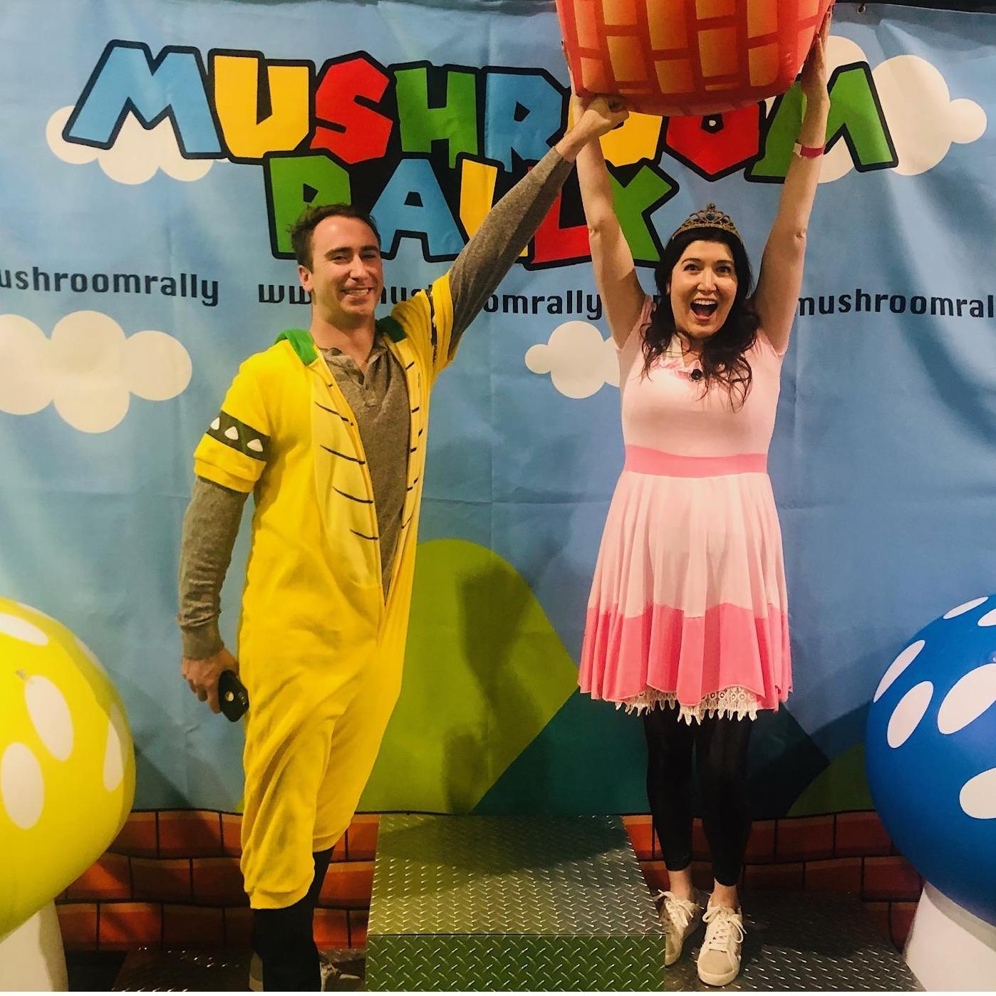 Mario Kart go-karting in the mushroom rally.
