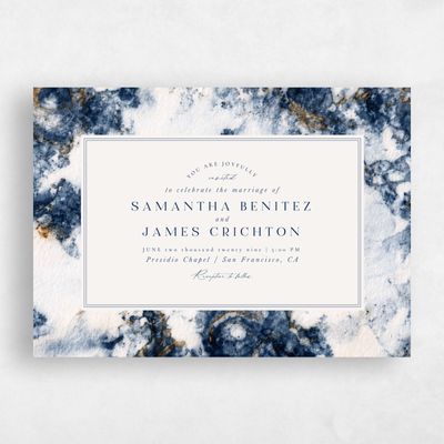 Blue Wedding Invitation - Carrara Landscape