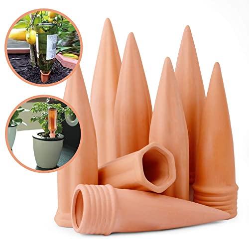 Topsome Automatic Plant Waterer, Plant Watering Spikes for Indoor Outdoor Plants, Slow Release Terracotta Self-Watering Devices for Potted Plants, Garden Wine Bottle Stakes for Vacation, Set of 8