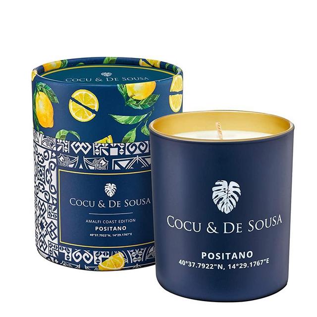 Cocu & De Sousa Luxury Candle Positano -Scented Candle Gift - Natural Soy Wax-55 Hours Burn - Fine Home Fragrance of Lemon, Basil, Citrus - Massage Candle