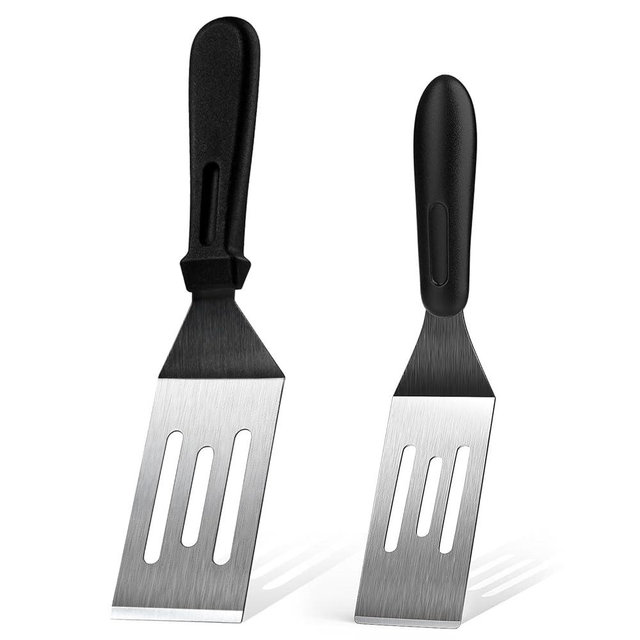 Metal Spatulas for kitchen Use, 2 PCS Professional Serving Spatula with Heat Resistant Handle, Stainless Steel Spatula Ideal for Pancakes, Eggs, Griddle Scraper, BBQ or Desserts