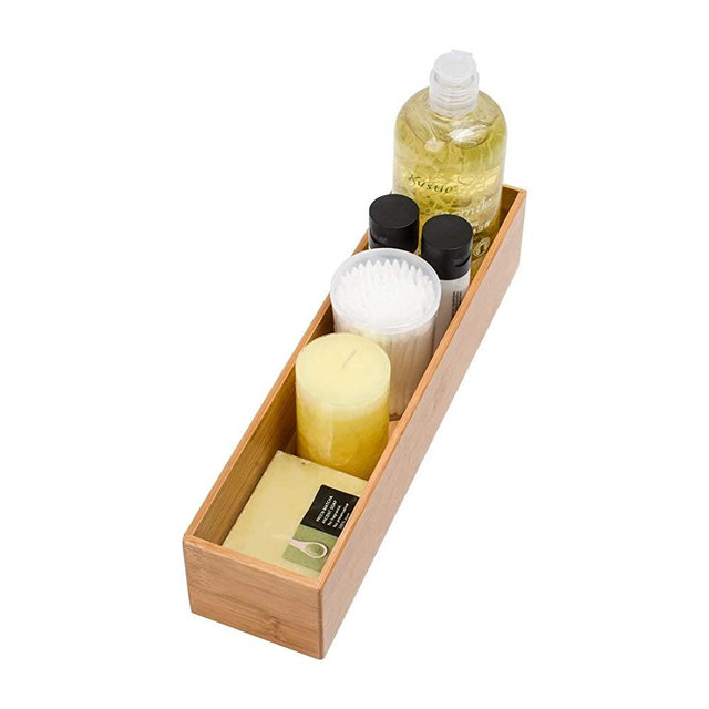 Drawer Organizer Storage Box Bathroom Living Room Kitchen Bamboo (12"3"2.5")