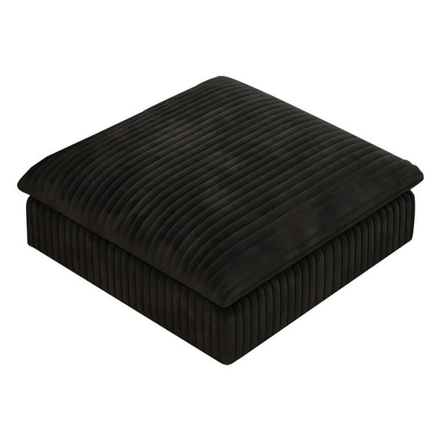 Corduroy Ottoman Seat, Oversized Ottomans for Cloud Modular Sectional Couches, Black Plush Foot Rest for Living Room, Apartment (Black, Ottoman)