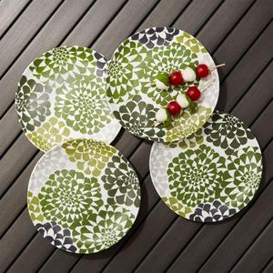Dahlia Melamine Flower Plates, Set of 4