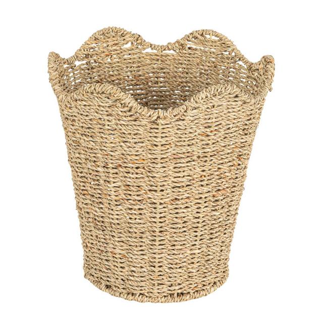 Household Essentials Woven Wastebin with Scalloped Edge