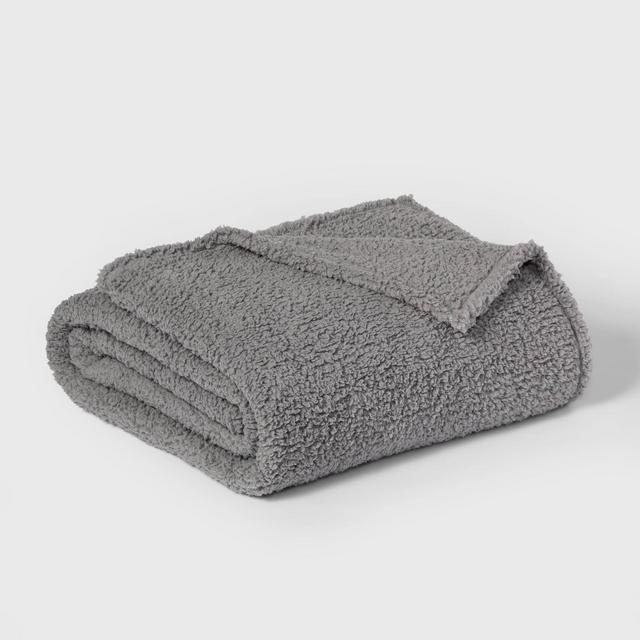 Twin/Twin XL Sherpa Bed Blanket Gray - Room Essentials™
