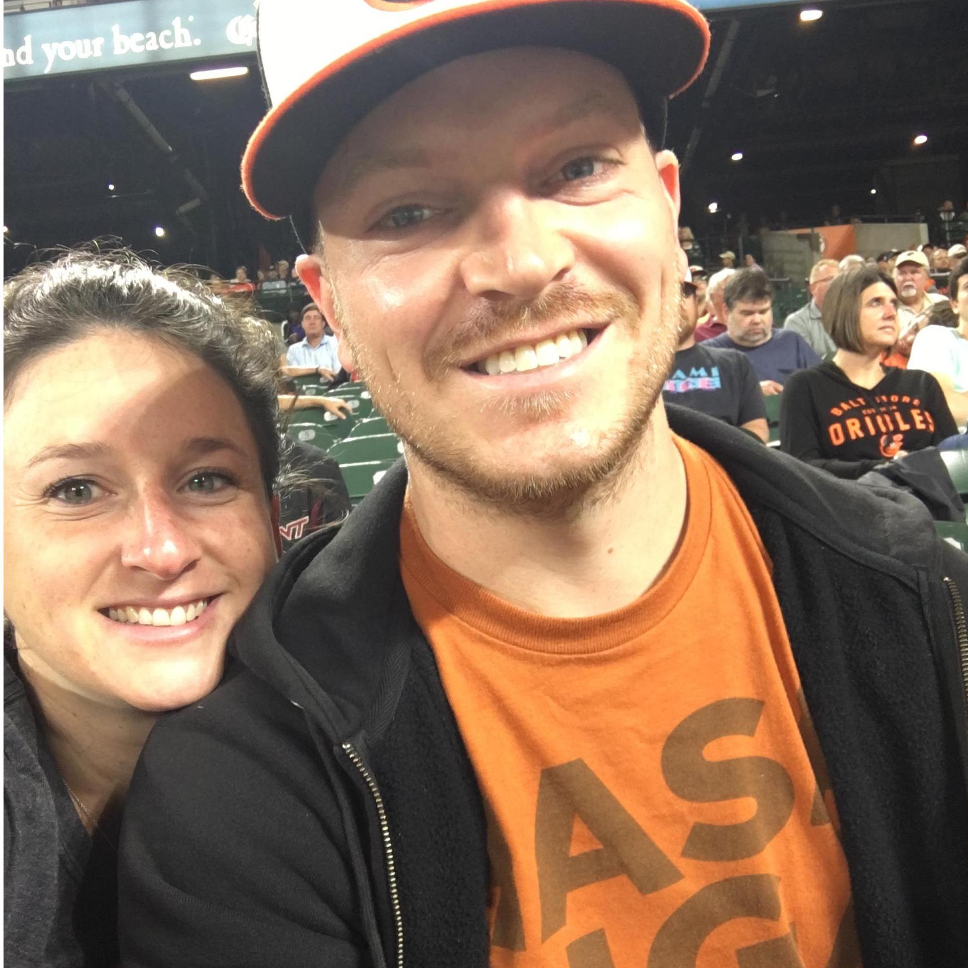 Enjoying a beautiful night watching the O's at Camden Yards!