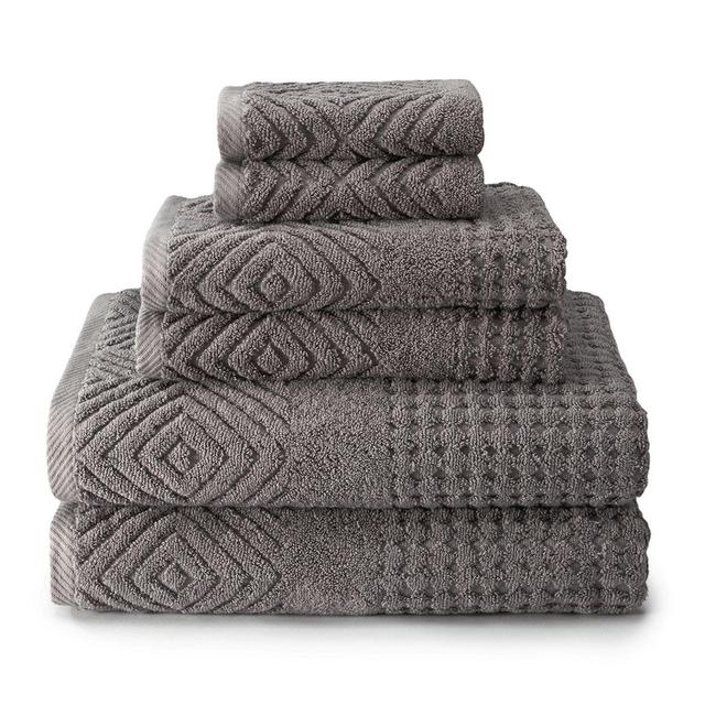 Texere 100% Cotton Jacquard Towels (6-Piece Set, Cathedral Gray) Popular Gifts for Anniversary TX-HC263-001-CTGY-R-6