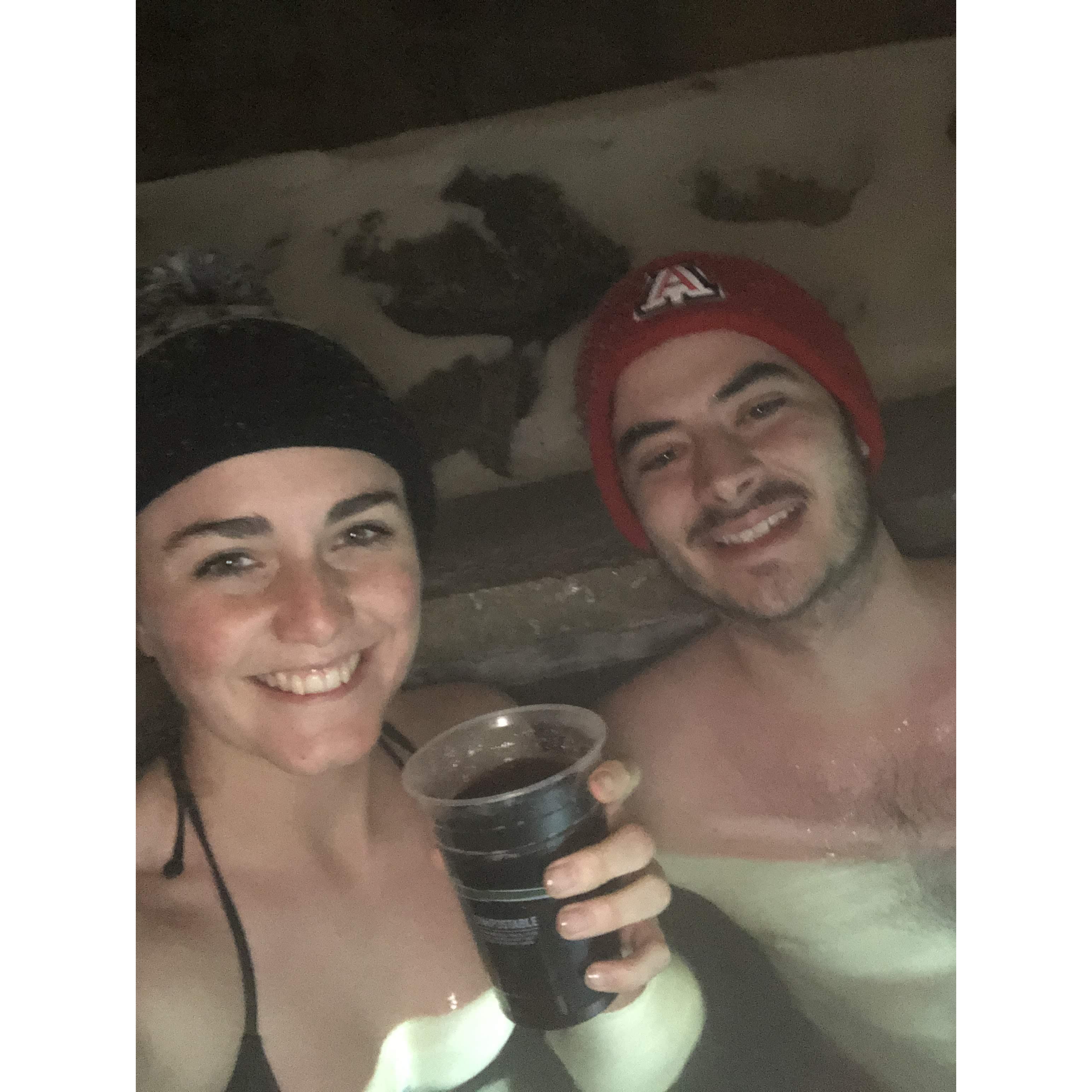 We went to Glenwood Hot Springs for Christmas together. It was freezing, but the water was hot!