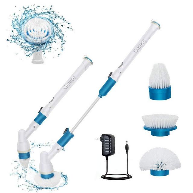 Electric Spin Scrubber,360 Cordless Bathroom Scrubber with 3 Replaceable Cleaning Shower Scrubber Brush Heads,Extension Handle for Tub,Tile, Floor, Wall,Shower, Bathtub, and Kitchen…