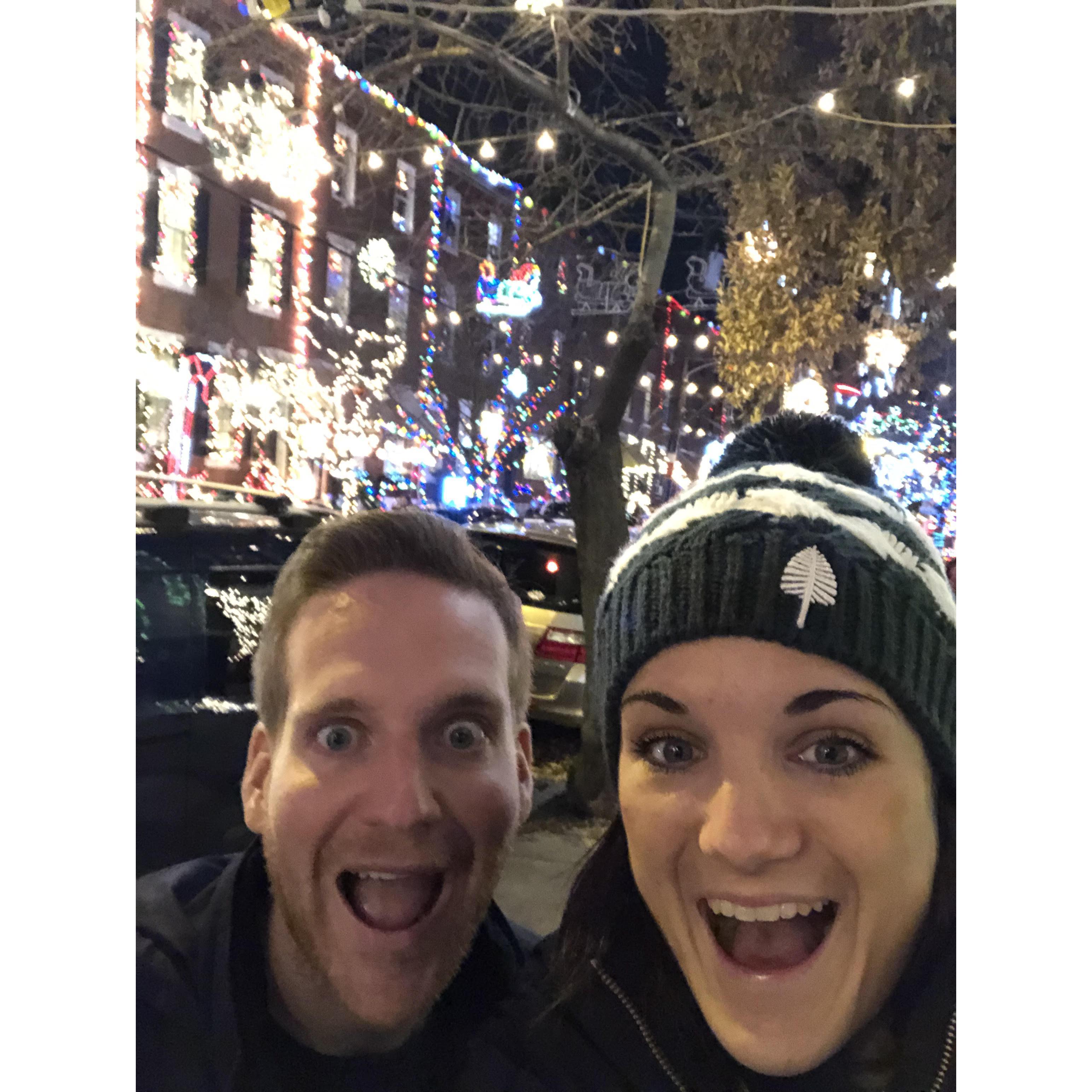 Philadelphia's greatest tourist attraction, the street with tons of Christmas lights! WOW we made it