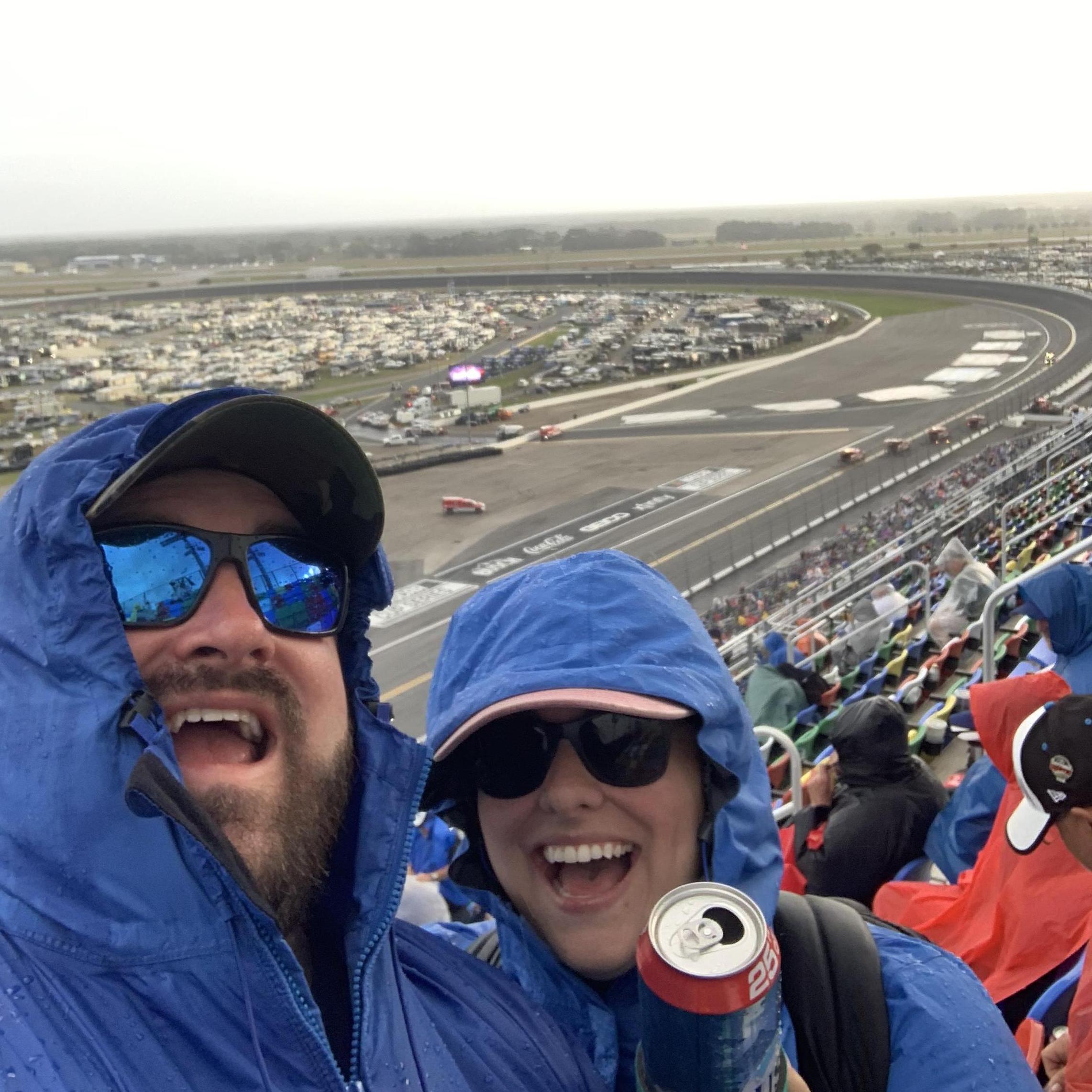 Getting rained out at the Daytona 500 got to see about 10 laps before it got rain delayed, but we had a blast regardless!