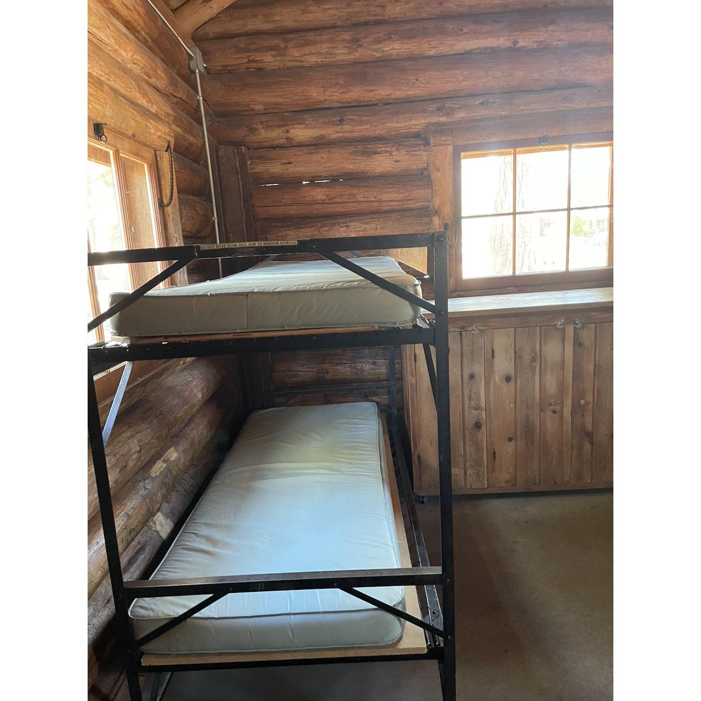bunk beds in most of the cabins