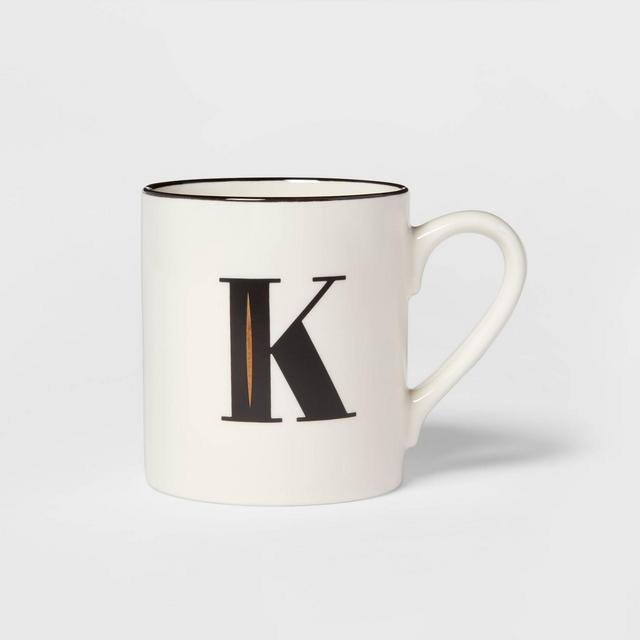 16oz Stoneware Monogram K Mug White - Threshold™